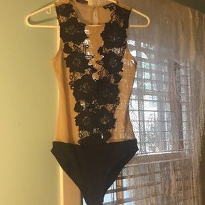 SHEER FLORAL BODY SUIT